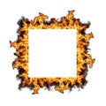 Fiery square frame with copy space isolated on white background Royalty Free Stock Photo