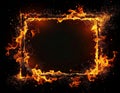 Fiery Square Frame With Orange Flames And Sparks Against Black Background Royalty Free Stock Photo