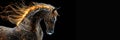 Fiery stallion rearing up against black background Royalty Free Stock Photo