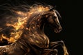 Fiery stallion rearing up against black background Royalty Free Stock Photo