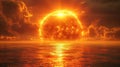 fiery sun over water Royalty Free Stock Photo