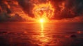 fiery sun over water Royalty Free Stock Photo