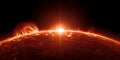 Fiery Sun Rise Celestial Background Space Textures Solar Flare Cosmic Art Royalty Free Stock Photo