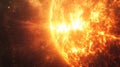 Fiery Sun Surface With Solar Flare In Outer Space. Cosmic Background Royalty Free Stock Photo