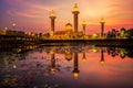 Fiery sunrise over Tengku Ampuan Jemaah Mosque Royalty Free Stock Photo