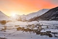 Fiery sunrise in Ushguli