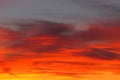 Fiery sunset with clouds in horizontal orientation