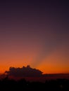 Fiery sunset with darkness forceground in asia. Siem reap city, Cambodia