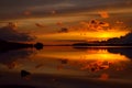 Fiery sunset. Lake Pongola, Northern Karelia, Russia