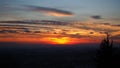 Fiery sunset from the old city of Bergamo to the Po valley. Lombardy, Italy Royalty Free Stock Photo