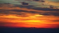 Fiery sunset from the old city of Bergamo to the Po valley. Lombardy, Italy Royalty Free Stock Photo