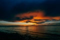 The fiery sunset over the Baikal, the island of olkhon Royalty Free Stock Photo