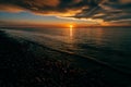 The fiery sunset over the Baikal, the island of olkhon Royalty Free Stock Photo