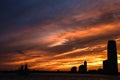 A Fiery Sunset over Jersey City and Hudson River - View from the Battery Park in Manhattan, New York City Royalty Free Stock Photo