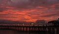 Fiery Sunset over the Redondo Beach Pier, Los Angeles County, California Royalty Free Stock Photo