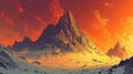 Fiery Sunset Over Rugged Mountain Peak Royalty Free Stock Photo