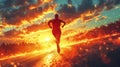 Fiery Sunset Run Illustration Royalty Free Stock Photo