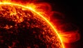 Fiery Surface of the Sun with Solar Flares Royalty Free Stock Photo
