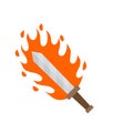 Fiery sword. Magic weapon of knight, sorcerer, magician. Fire spell Royalty Free Stock Photo