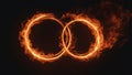 fiery symbol A fire hoop spinning in the darkness, creating a mesmerizing pattern of flames and smoke