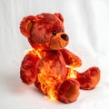 Fiery Teddy Bear with Flames Surrounding It Royalty Free Stock Photo