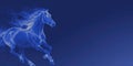 Fiery trotting horse on blue background for dynamic design Royalty Free Stock Photo