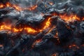 Fiery Veins of the Earth: A Magma Flow Tapestry. Concept Volcanic Eruptions, Lava Landscapes,