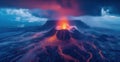 fiery volcano eruption landscape Royalty Free Stock Photo