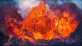Fiery Volcano Eruption With Lava Spewing Into The Sky Royalty Free Stock Photo