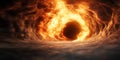 Fiery vortex creating an intense atmosphere in a dark cavern during a dramatic moment Royalty Free Stock Photo