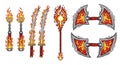 Fiery Weaponry: An Array of Fantasy-Inspired Burning Arms Royalty Free Stock Photo