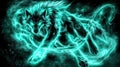 Fiery Wolf, cosmic background, fantasy art, digital print Royalty Free Stock Photo