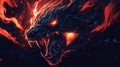Fiery Wolf in Dark Fantasy Setting Royalty Free Stock Photo