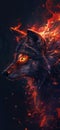 Fiery Wolf Illustration in Dynamic Colors Royalty Free Stock Photo
