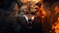 Fiery Wolf: A Realistic Portrayal Of Intense Action And Moody Colors