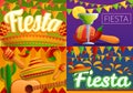 Fiesta banner set, cartoon style