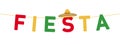 Fiesta Banner with Sombrero, big hanging colorful letters, mexican party decoration, vector decorative element