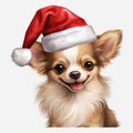 Fiesta of Festivity: Cute Christmas Watercolor Chihuahua Clipart - Isolated on White Background - Generative AI