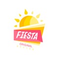 Fiesta logo original design, colorful label for a holiday or festival vector Illustration