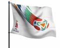 FIFA Beach Soccer World Cup UAE 2024 Flag. 2D Rendering Illustration.