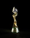 FIFA Womenâs World Cup 2023 trophy with logo isolated background Royalty Free Stock Photo