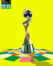 FIFA Womenâs World Cup 2023 trophy with logo isolated background Royalty Free Stock Photo