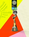 FIFA Womenâs World Cup 2023 trophy with logo isolated background Royalty Free Stock Photo