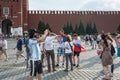 The 2018 FIFA World Cup. Argentine and Serbian fans and other tourists on Red square