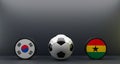 FIFA World Cup 2022 Ghana vs South Korea, Flag Ghana and South Korea, football Ghana South Korea, 3D work and 3D image