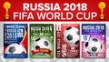 2018 FIFA World Cup Poster Set Vector. Championship Russia 2018. Design For Sport Bar Promotion. Football Ball. Modern