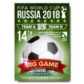 2018 FIFA World Cup Poster Vector. Welcome To Russia. Soccer Football Ball. Design For Sport Bar Promotion. Tournament