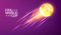 FIFA world cup. Soccer sport motion. Abstract championship banner with light space. Golden ball fly. Football tournament