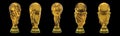 FIFA world cup trophy showing 5 different angles on a black background Royalty Free Stock Photo