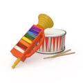 fife, drum and two drumstick 3D Royalty Free Stock Photo